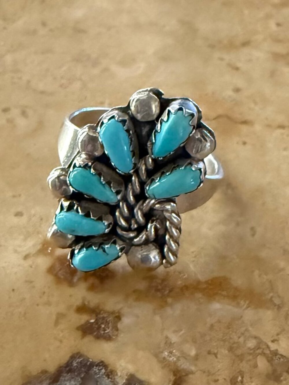 Sterling Silver Turquoise Ring Size 6 - Picture 7 of 7